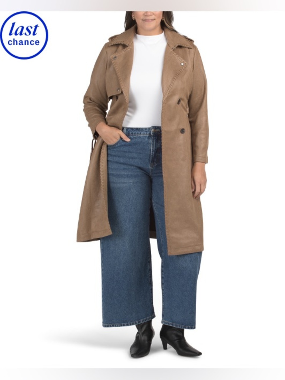 Avec Les Filles | AVEC LES FILLES Plus Faux Suede Belted Trench Coat